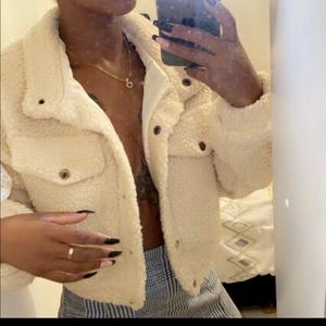 Faux shearling cropped jacket in size small